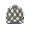 Brown And White Argyle Pattern Print White Mesh Trucker Hat