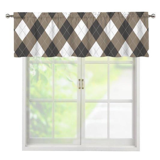 Brown And White Argyle Pattern Print Window Valance