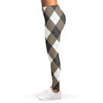 Brown And White Argyle Pattern Print Women's Leggings