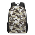 Brown And White Camouflage Print 17 Inch Backpack