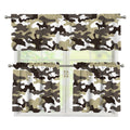Brown And White Camouflage Print 3 Piece Kitchen Curtains