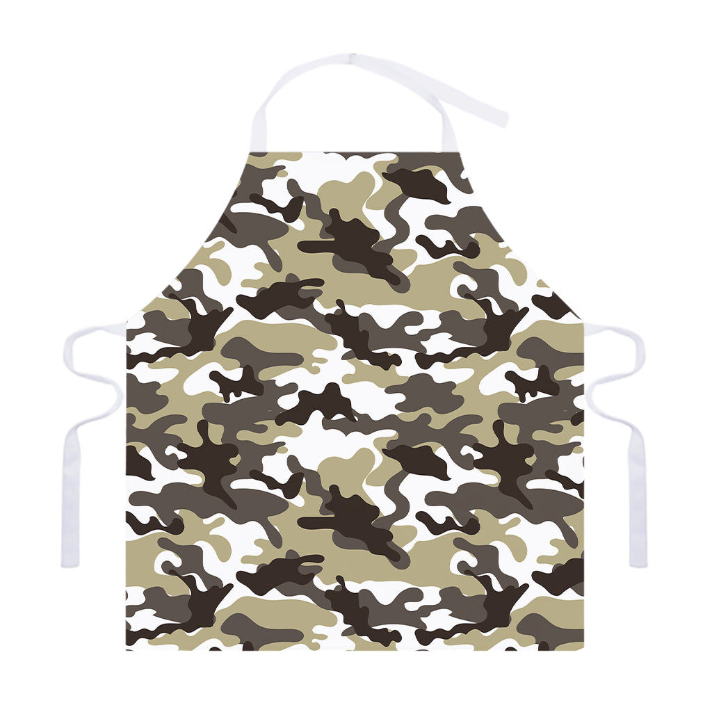 Brown And White Camouflage Print Adjustable Apron