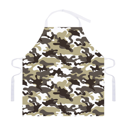 Brown And White Camouflage Print Adjustable Apron