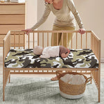 Brown And White Camouflage Print Baby Crib Sheet