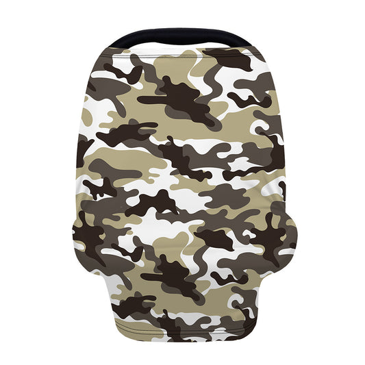 Brown And White Camouflage Print Baby Seat Cover