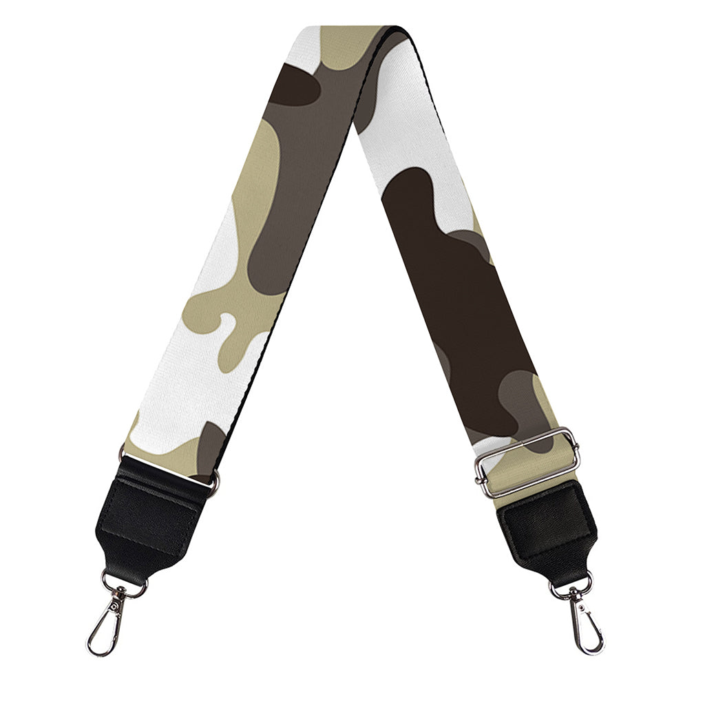 Brown And White Camouflage Print Bag Strap