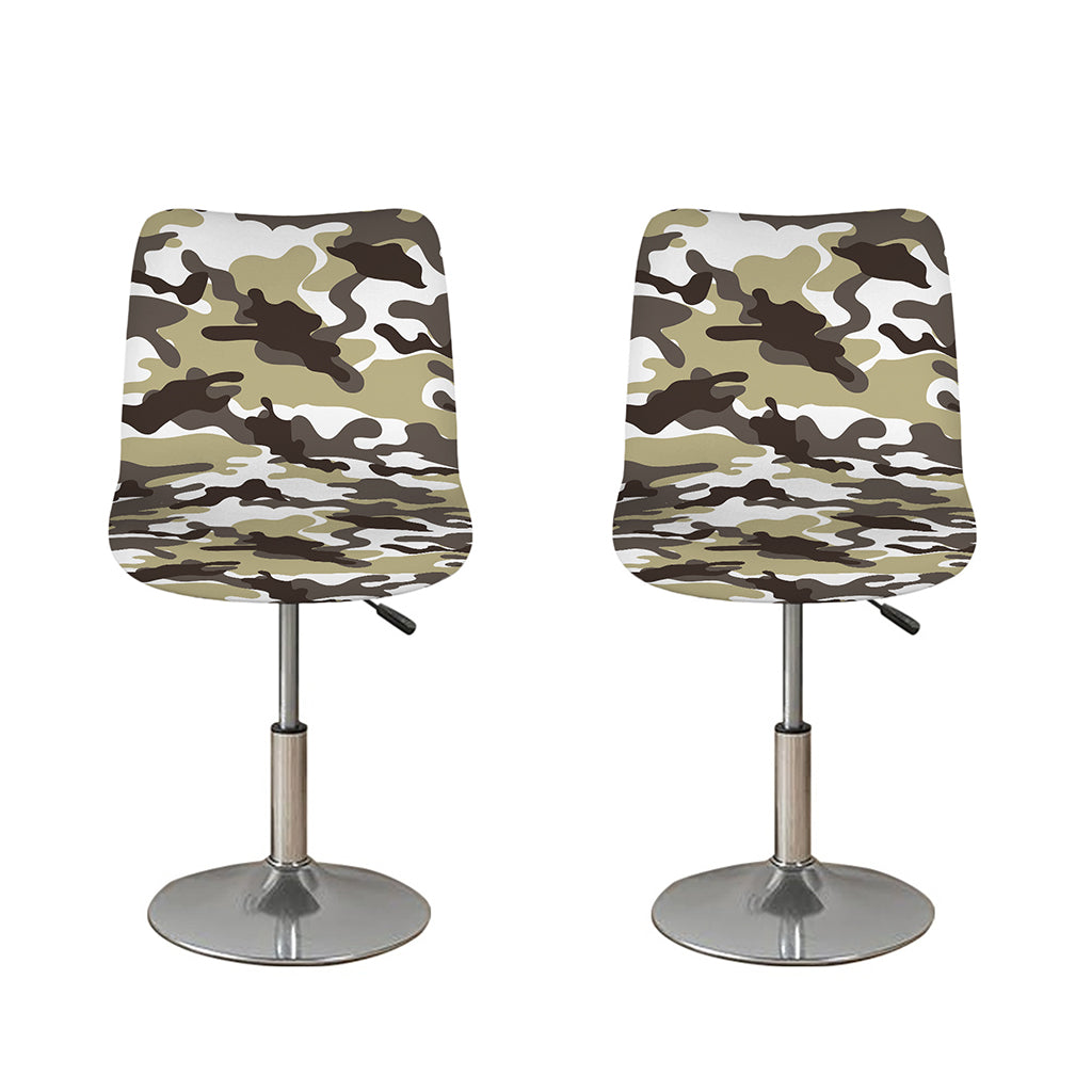 Brown And White Camouflage Print Bar Stool Covers