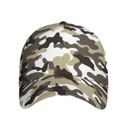 Brown And White Camouflage Print Baseball Cap