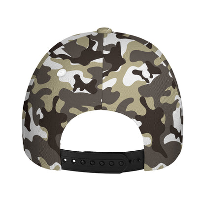 Brown And White Camouflage Print Baseball Cap