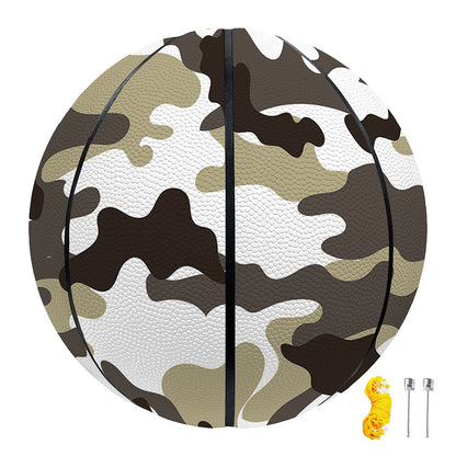Brown And White Camouflage Print Basketball