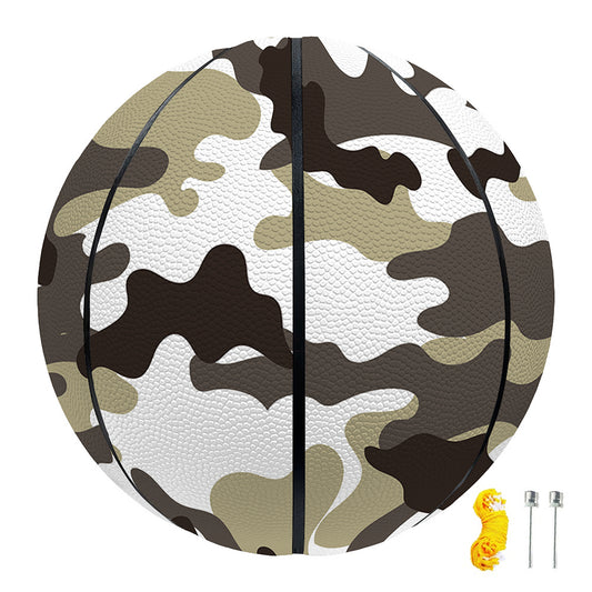Brown And White Camouflage Print Basketball