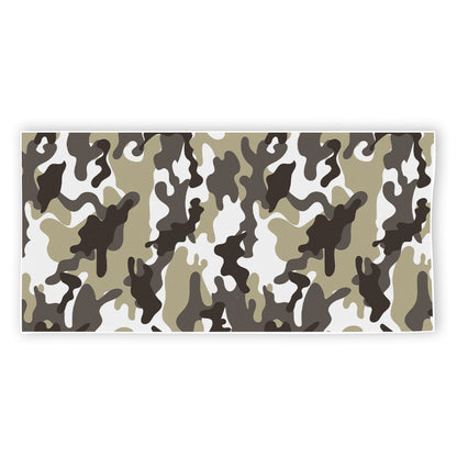 Brown And White Camouflage Print Beach Towel