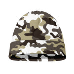 Brown And White Camouflage Print Beanie