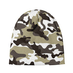 Brown And White Camouflage Print Beanie