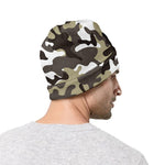 Brown And White Camouflage Print Beanie