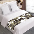 Brown And White Camouflage Print Bed Runner
