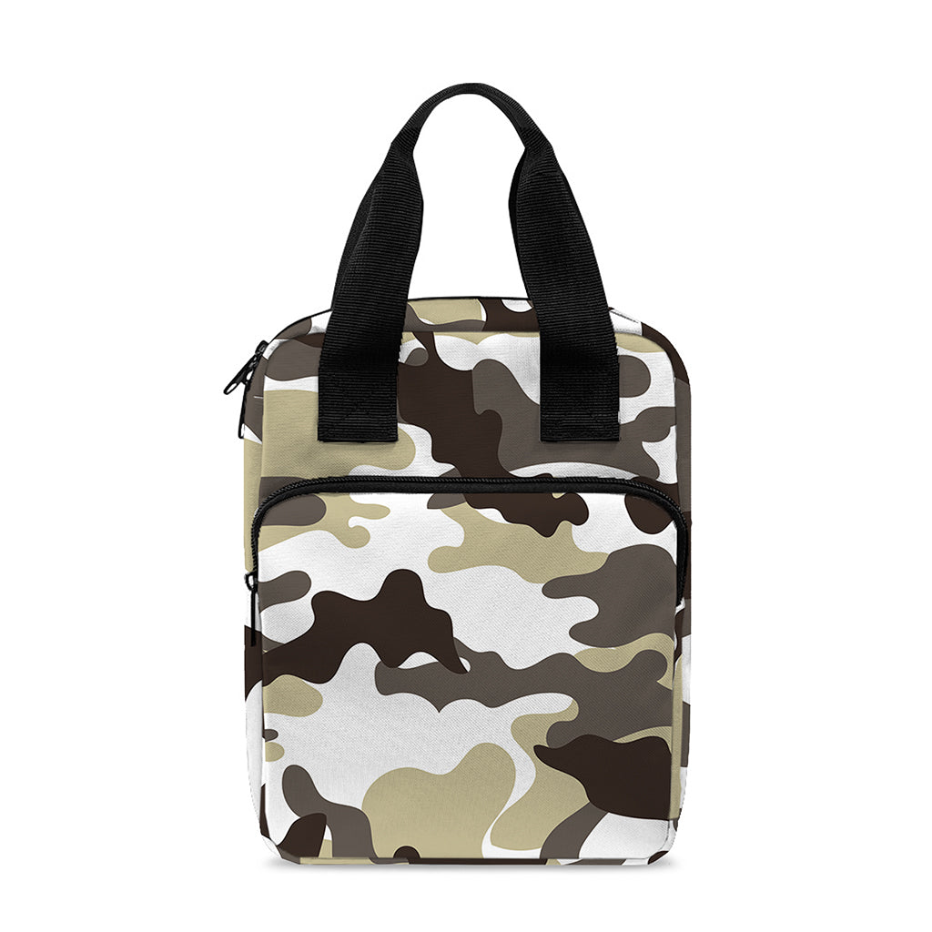 Brown And White Camouflage Print Bible Tote Bag
