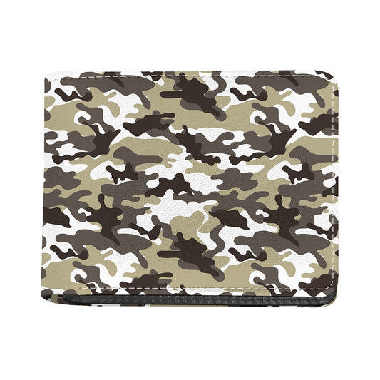 Brown And White Camouflage Print Bifold Wallet
