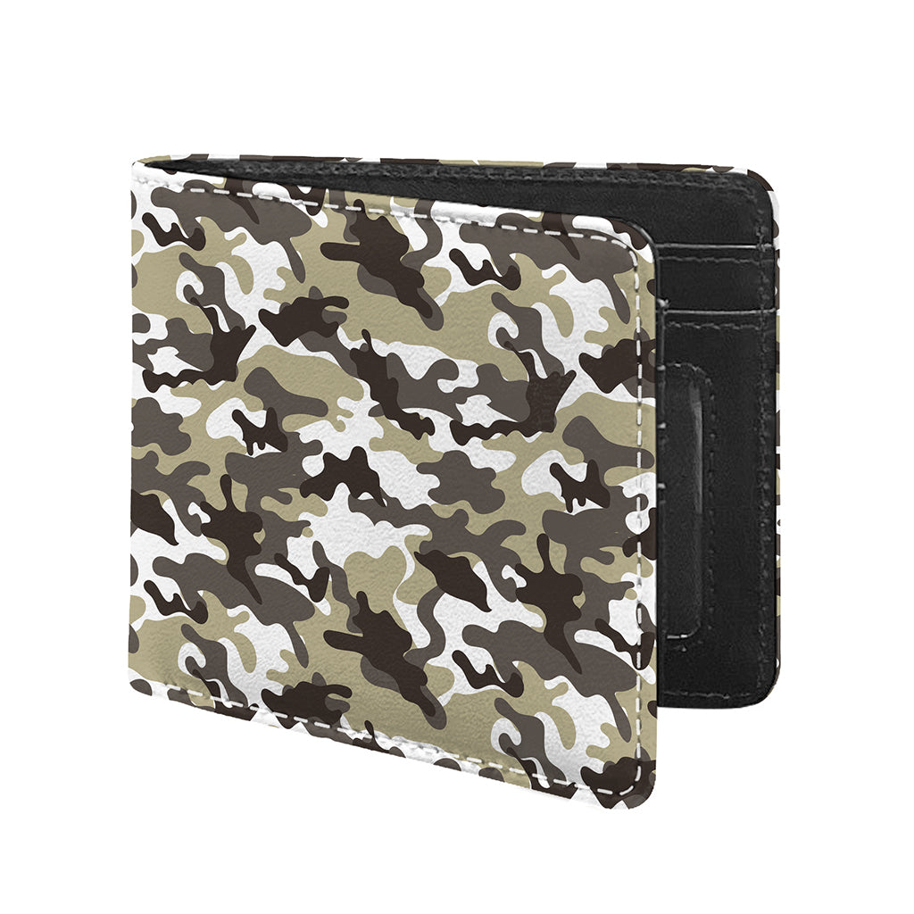 Brown And White Camouflage Print Bifold Wallet