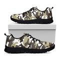Brown And White Camouflage Print Black Running Shoes