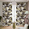 Brown And White Camouflage Print Dimout Pencil Pleat Curtains