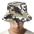 Brown And White Camouflage Print Bucket Hat