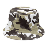 Brown And White Camouflage Print Bucket Hat