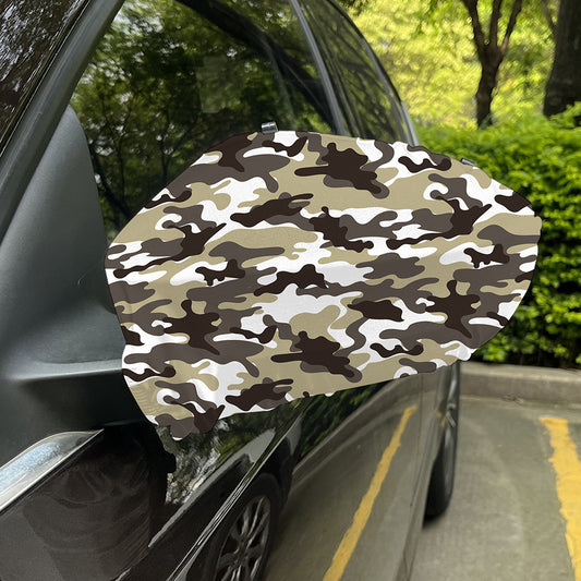 Brown And White Camouflage Print Car Side Mirror Covers