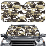 Brown And White Camouflage Print Car Windshield Sun Shade