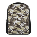 Brown And White Camouflage Print Casual Backpack