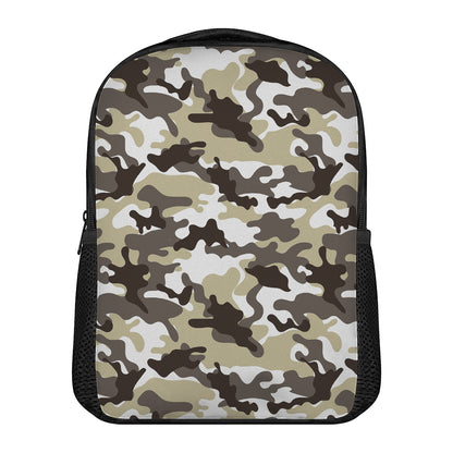 Brown And White Camouflage Print Casual Backpack