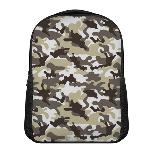 Brown And White Camouflage Print Casual Backpack