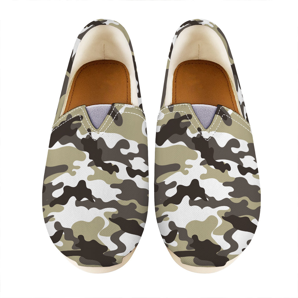 Brown And White Camouflage Print Casual Shoes