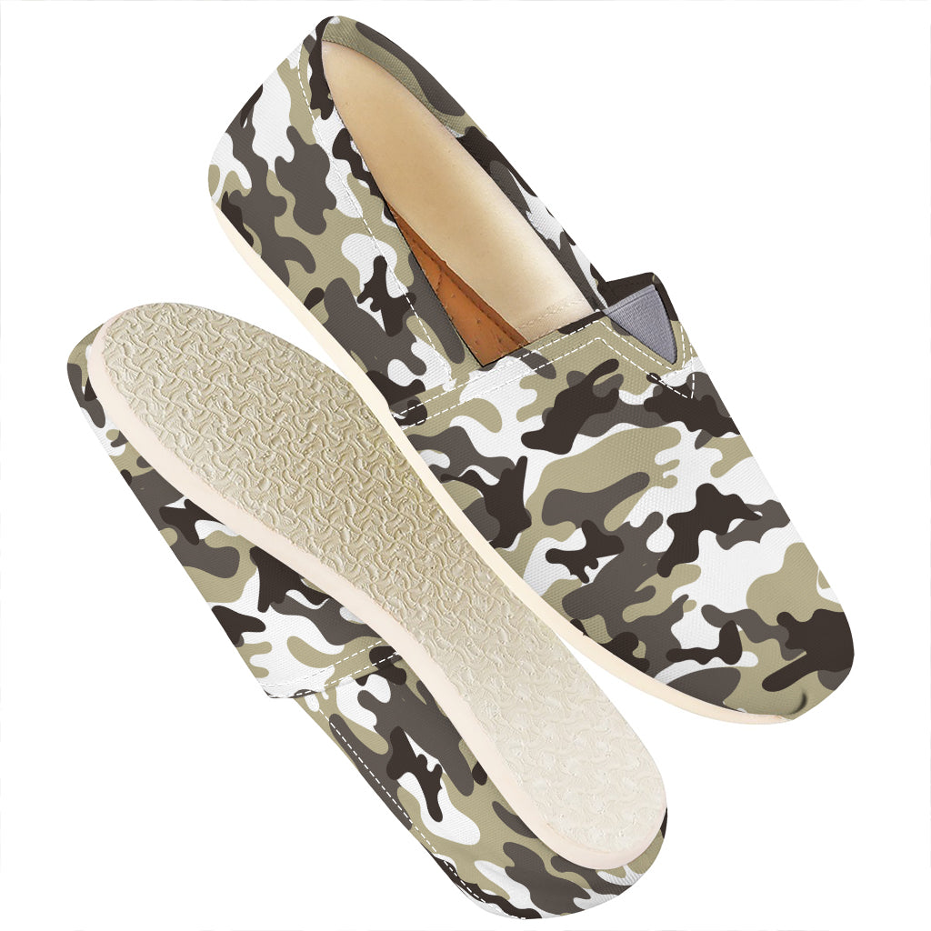 Brown And White Camouflage Print Casual Shoes