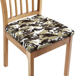 Brown And White Camouflage Print Chair Cushion Cover