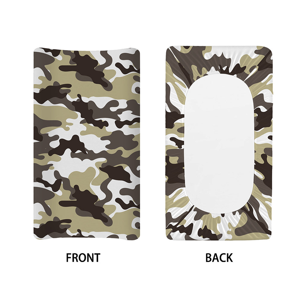 Brown And White Camouflage Print Changing Pad Cover