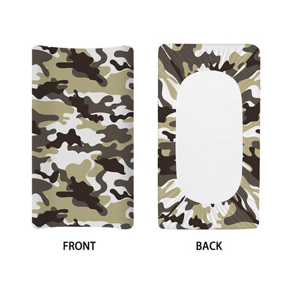 Brown And White Camouflage Print Changing Pad Cover