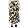 Brown And White Camouflage Print Chiffon Maxi Skirt