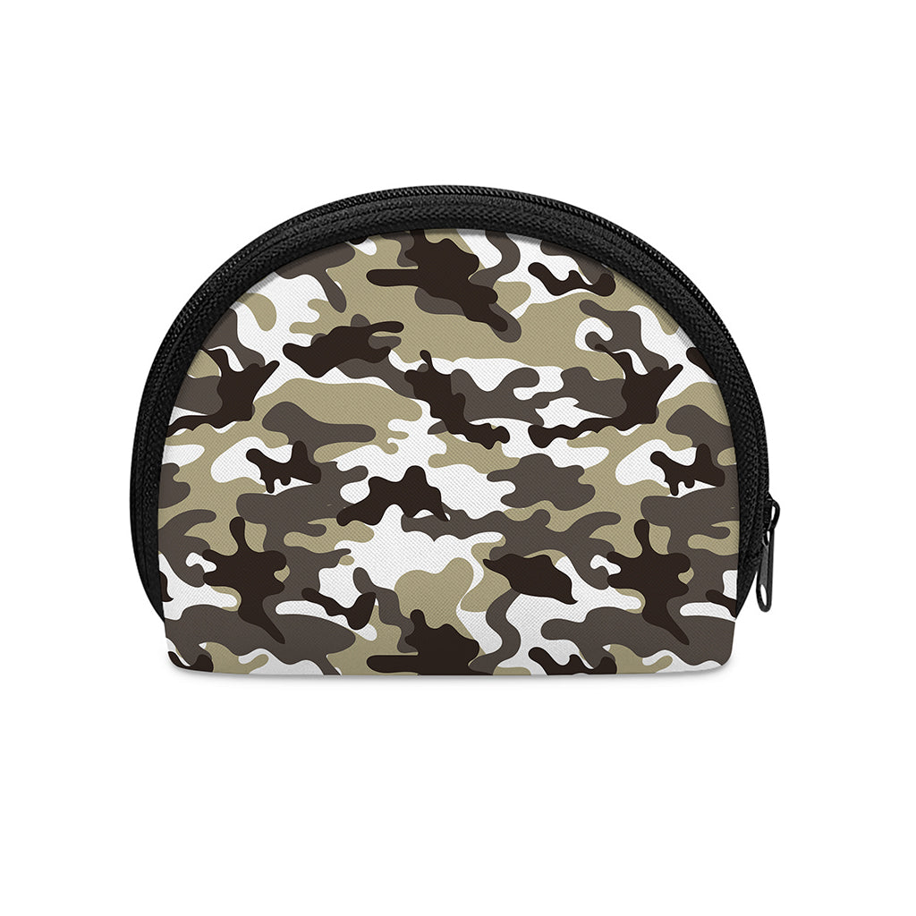 Brown And White Camouflage Print Coin Purse