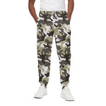 Brown And White Camouflage Print Cotton Pants