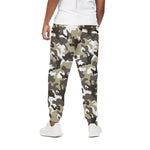 Brown And White Camouflage Print Cotton Pants