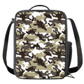 Brown And White Camouflage Print Crossbody Lunch Bag