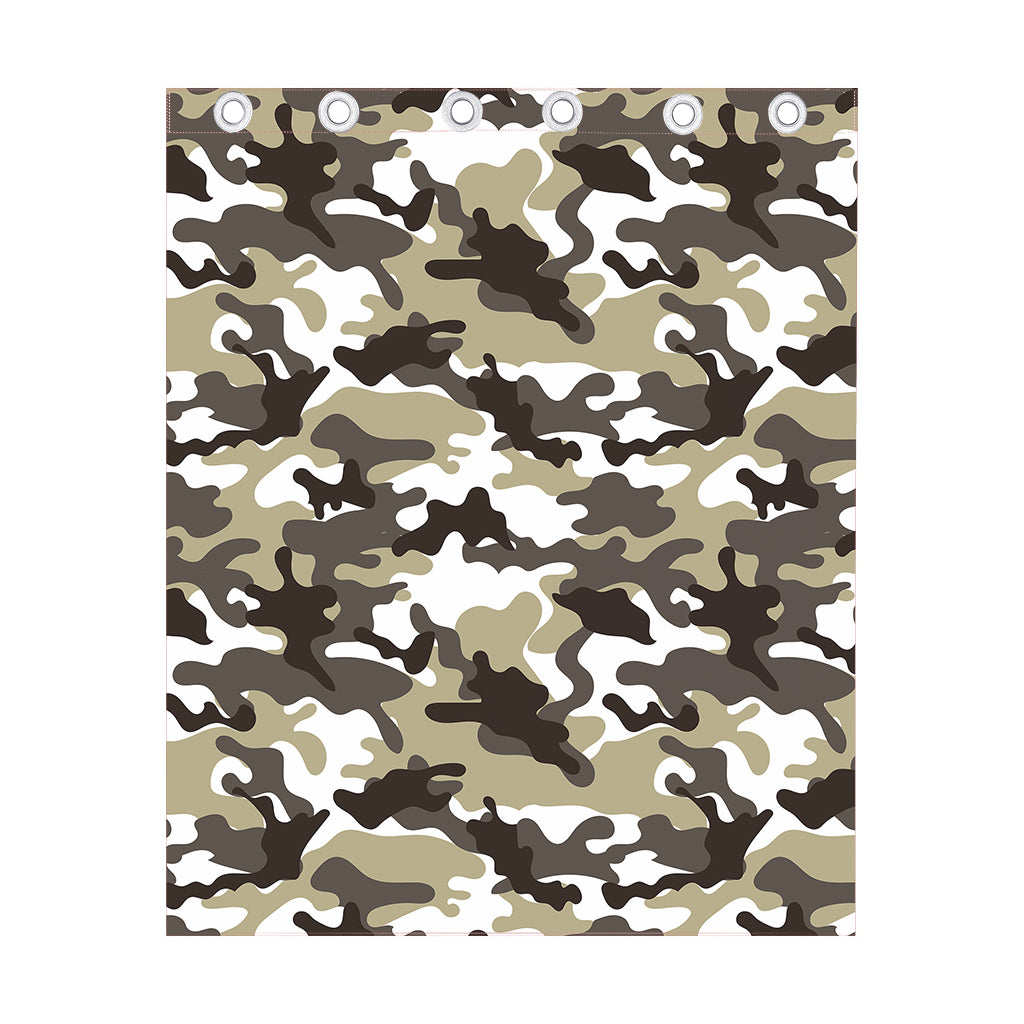 Brown And White Camouflage Print Curtain