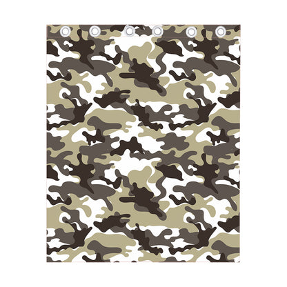 Brown And White Camouflage Print Curtain