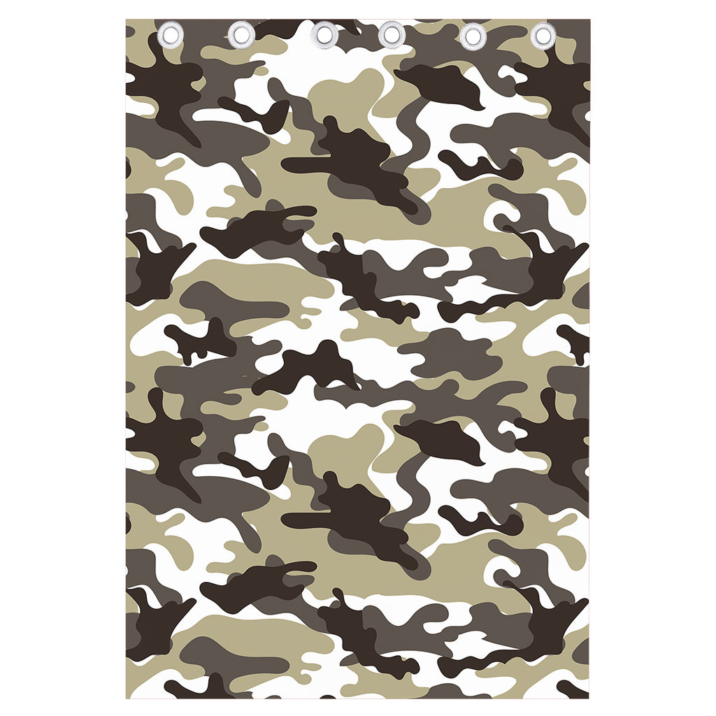 Brown And White Camouflage Print Curtain
