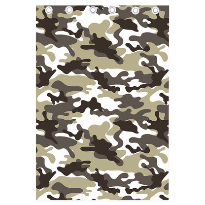 Brown And White Camouflage Print Curtain