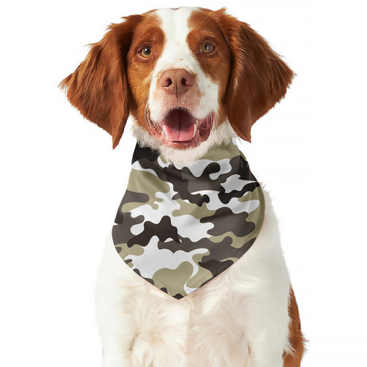 Brown And White Camouflage Print Dog Bandana