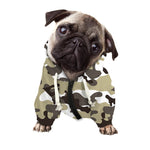 Brown And White Camouflage Print Dog Zip Up Hoodie