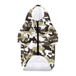 Brown And White Camouflage Print Dog Zip Up Hoodie