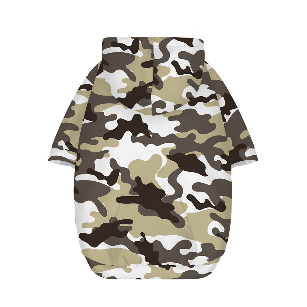 Brown And White Camouflage Print Dog Zip Up Hoodie